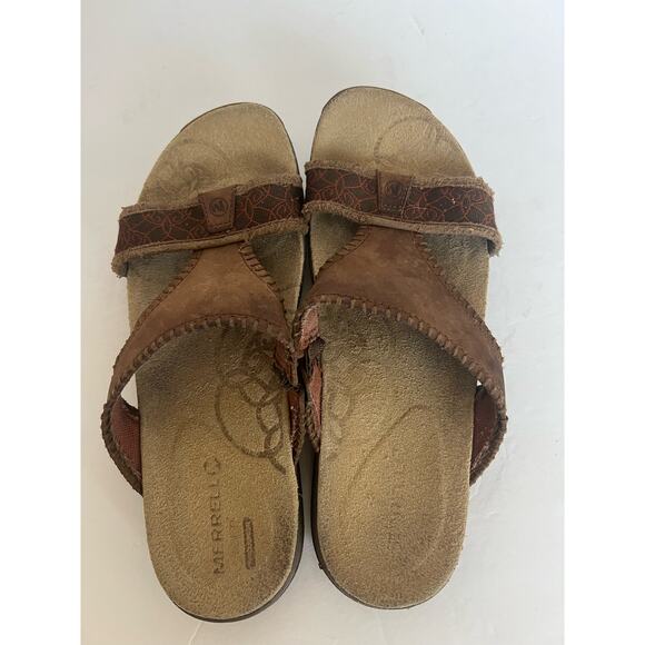 Merrell Brown Qform Air Cushion Performance Sandals Strappy Slide Size 8 - Picture 5 of 10